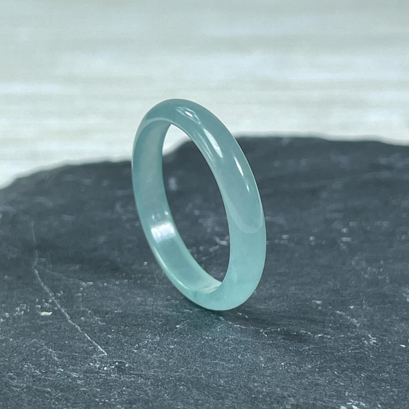 Real Fine Icy Green Jade Ring for Women, Authentic Feicui Delicate Ring ...