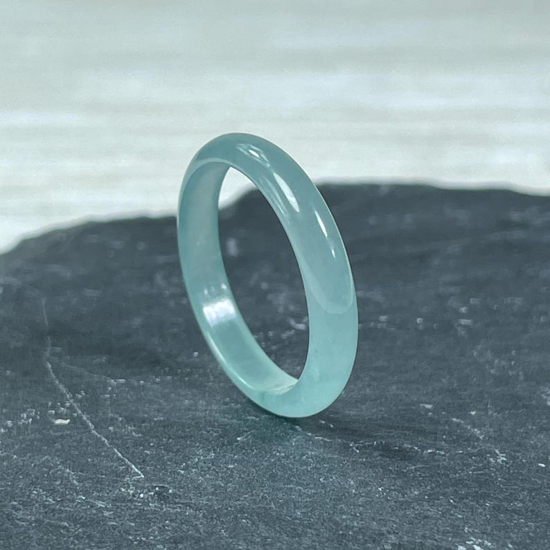 icy green jade ring, tiny style, delicate style ring band, jade jewelry, gift for blessing