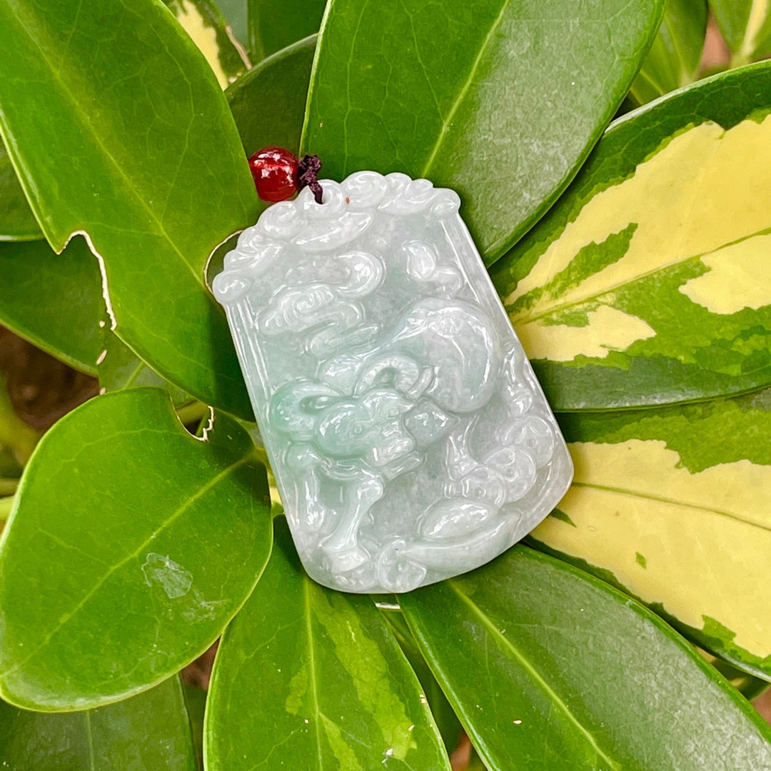 Real White Jade Ox Necklace, Personalized Engraved Named Pendant