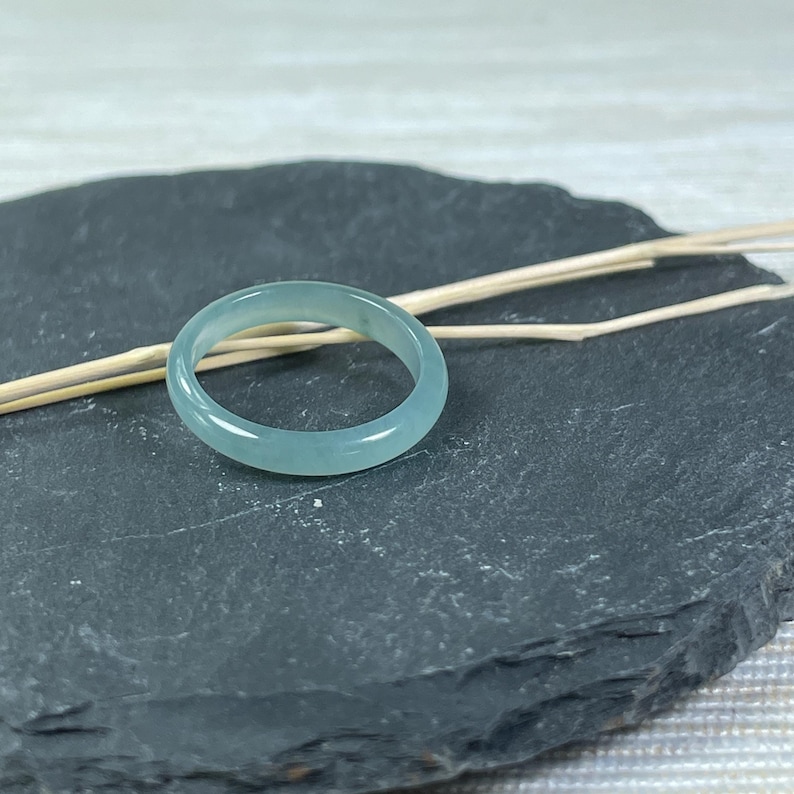 authentic jade ring, delicate style ring band, icy green jade jewelry