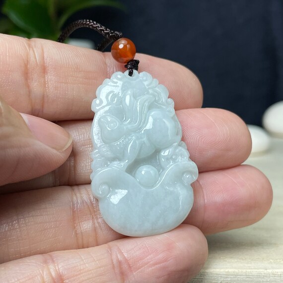 Real Jade Rabbit Necklace Pendant Chinese Zodiac Year of the Hare