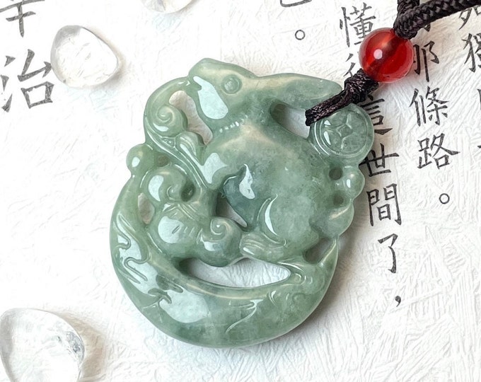 Year of the Rabbit 2023, Real Jade Bunny Chinese Zodiac Rabbit Pendant ...