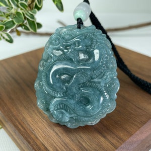 Real Jade Dragon Pendant, Year of the Dragon 2024, Icy Carve Jadeite Jade Necklace Jewelry, Chinese Feicui Grade A Jade, Lucky New Year Gift