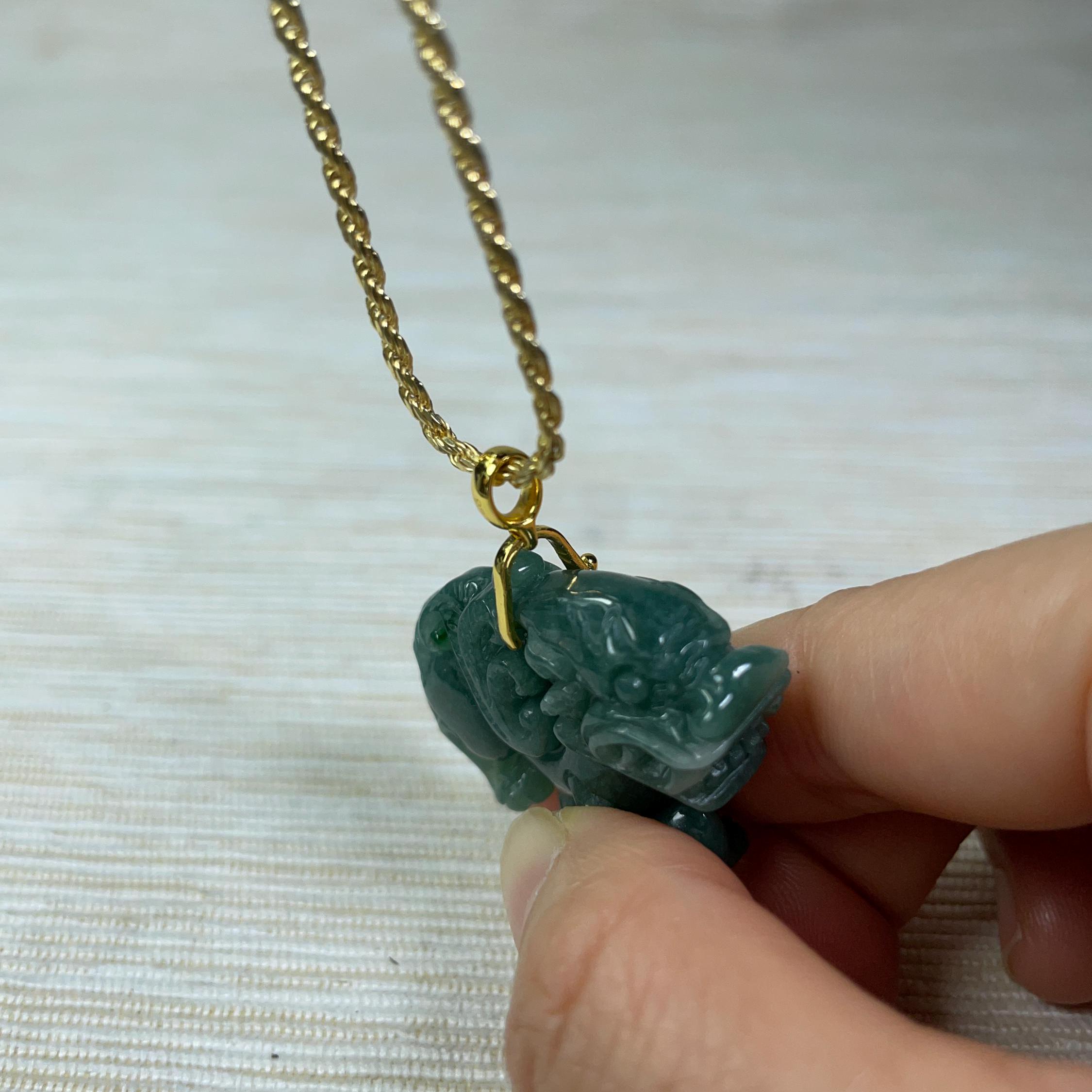 本物の翡翠キリンペンダントネックレス：925シルバー金メッキキリン 
