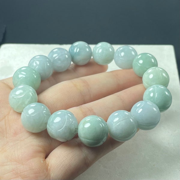 Jade Bead Bracelet, Crafted Jadeite Beads, Authentic Green Chinese Fei Cui Charms Bangle, Women Wristband, Men Armband, Lunar New Year Gift