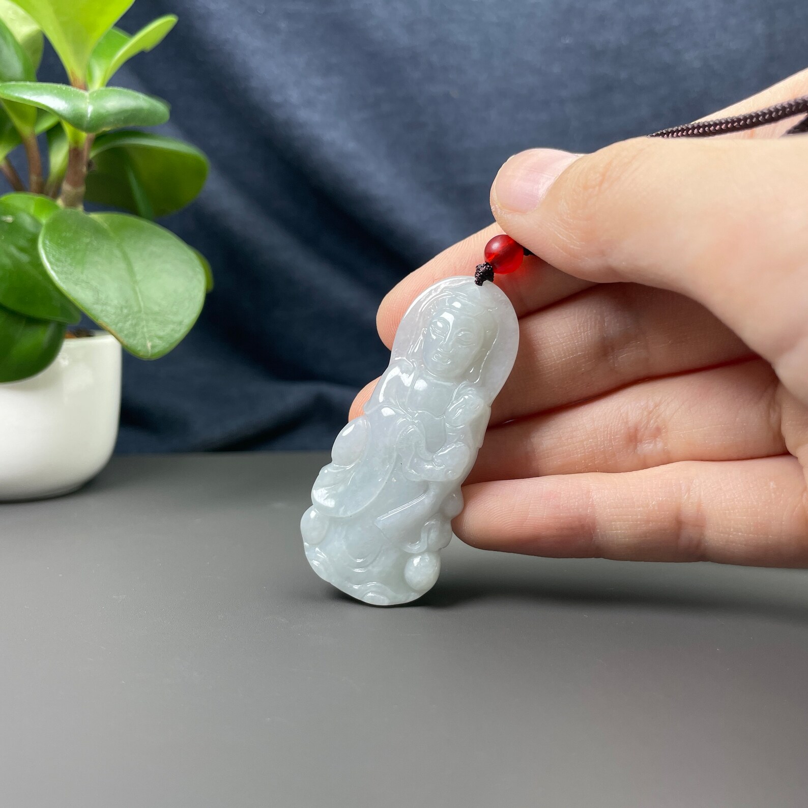 Real Jade Guanyin Necklace, Genuine Green Jadeite Guan Yin Pendant ...