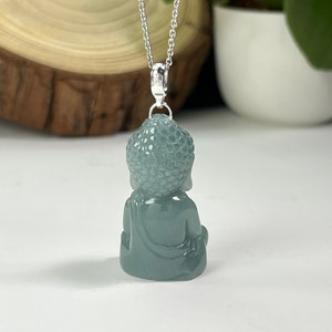 jade buddha silver necklace