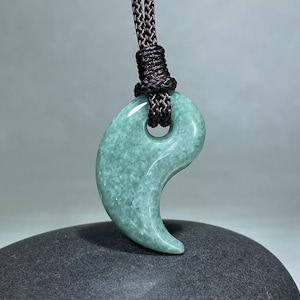 Real Green Jade Magatama Pendant Jewelry: Ancient Japanese Talisman Charm For Luck & Protection, Grade A Jadeite Adjustable Necklace
