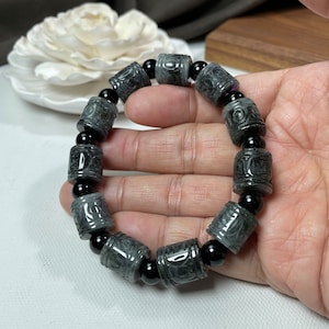black jade lucky men bead bracelet
