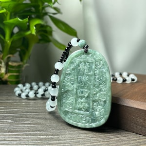 Jadedrakehalsband, grönt jadehänge med drakens år-statyberlock, kinesiskt månnyår, lyckosam fengshui-gåva, jadesmycken för man och kvinna bild 4