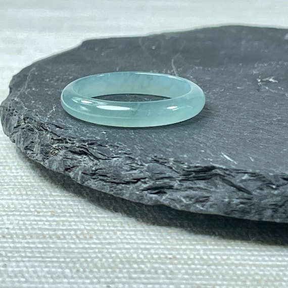 Real Fine Icy Green Jade Ring for Women, Authentic Feicui Delicate Ring Band, Genuine Chinese Lucky Jewelry, Simple Plain Easy Matching Gift