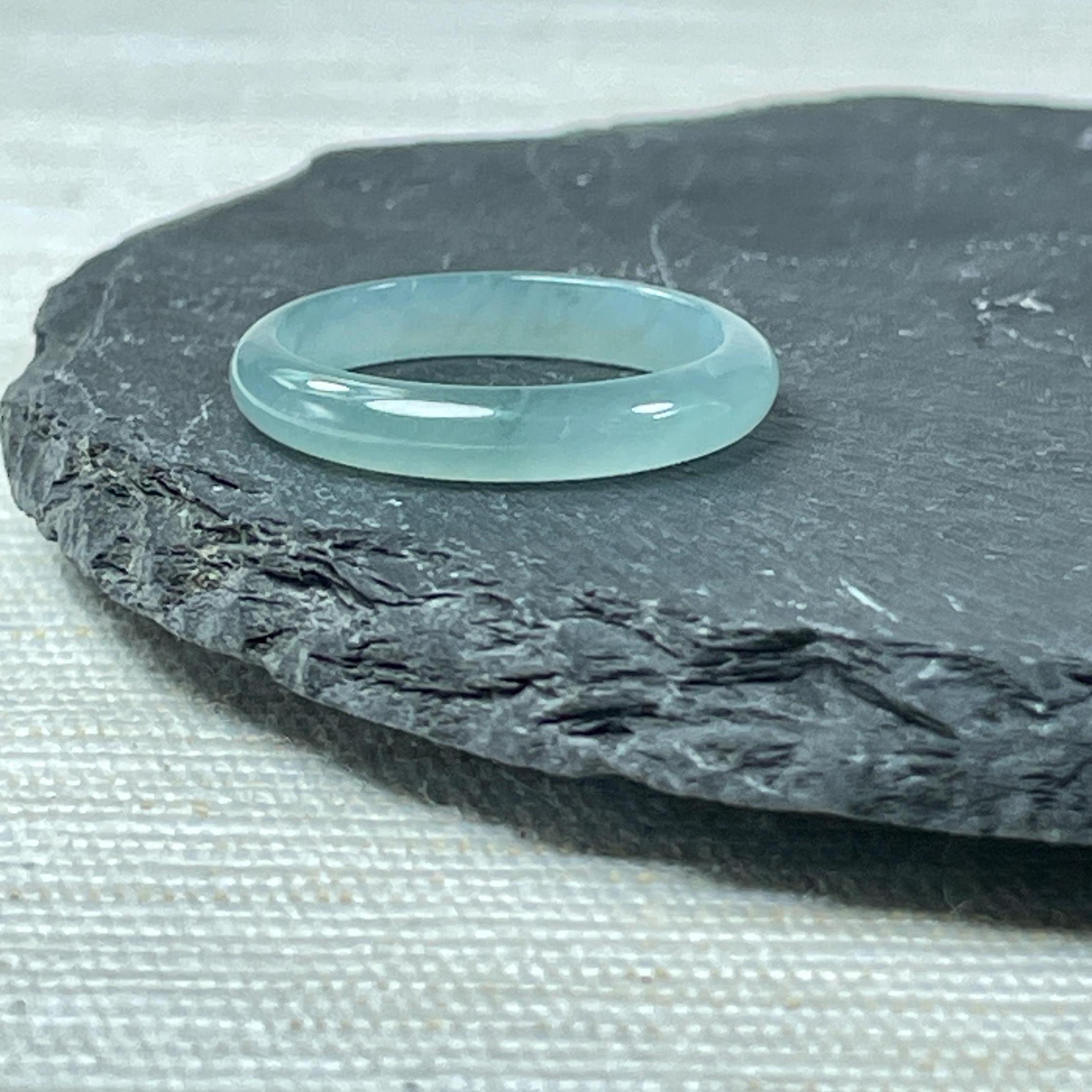 Real Fine Icy Green Jade Ring for Women, Authentic Feicui Delicate Ring Band, Genuine Chinese Lucky Jewelry, Simple Plain Easy Matching Gift