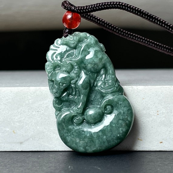 Real Green Jade Ox Necklace Personalized Engraved Named - Etsy