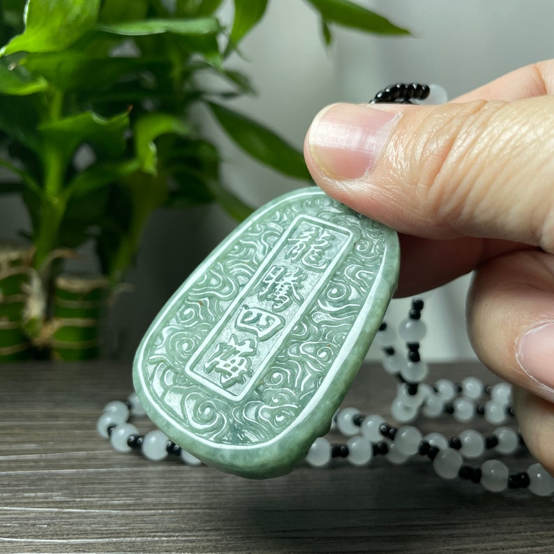 Jadedrakehalsband, grönt jadehänge med drakens år-statyberlock, kinesiskt månnyår, lyckosam fengshui-gåva, jadesmycken för man och kvinna bild 5