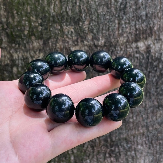 Black Jade rectangle Faceted Beads Bracelet - Rudra Centre