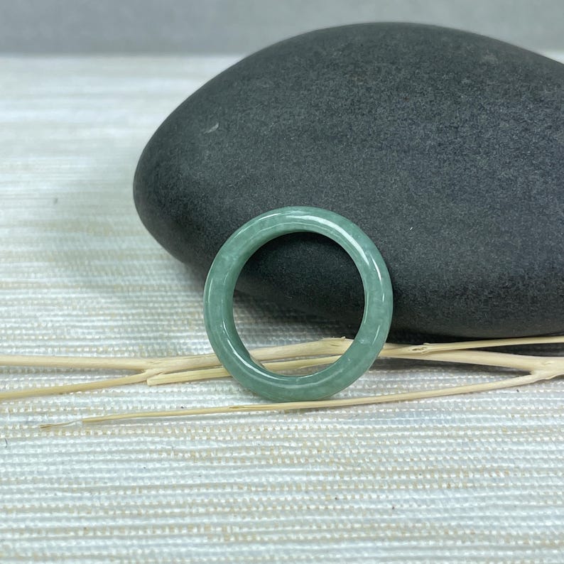 grade a green jadeite ring, elegant style jewelry, gift for luck and blessing