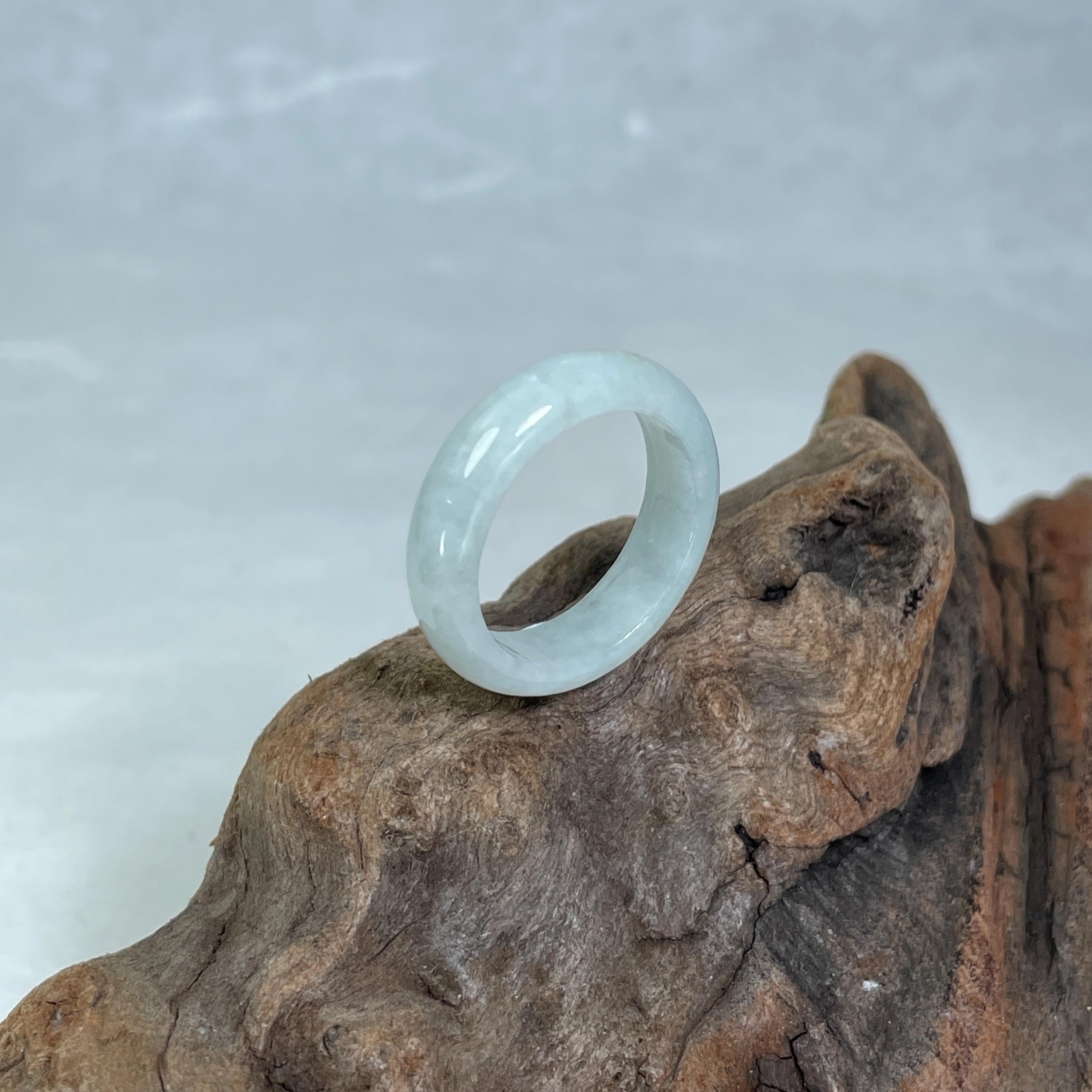Real White Jade Ring Band: Inner Cloudy Textured Feicui Jewelry ...