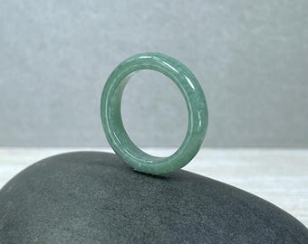 Real Green Jade Ring, Grade A Jadeite Band, Authentic Feicui Jewelry Gift for Men and Women Engraved Personalized Named, Chinese Lucky Gift