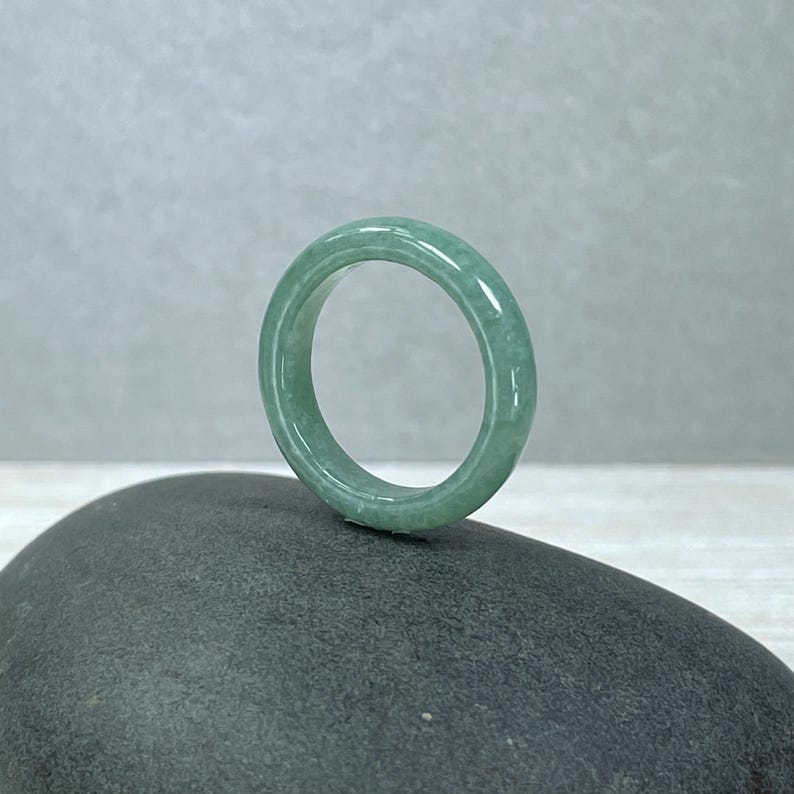 real green jade ring, ring band, grade a jade jewelry, finely polished