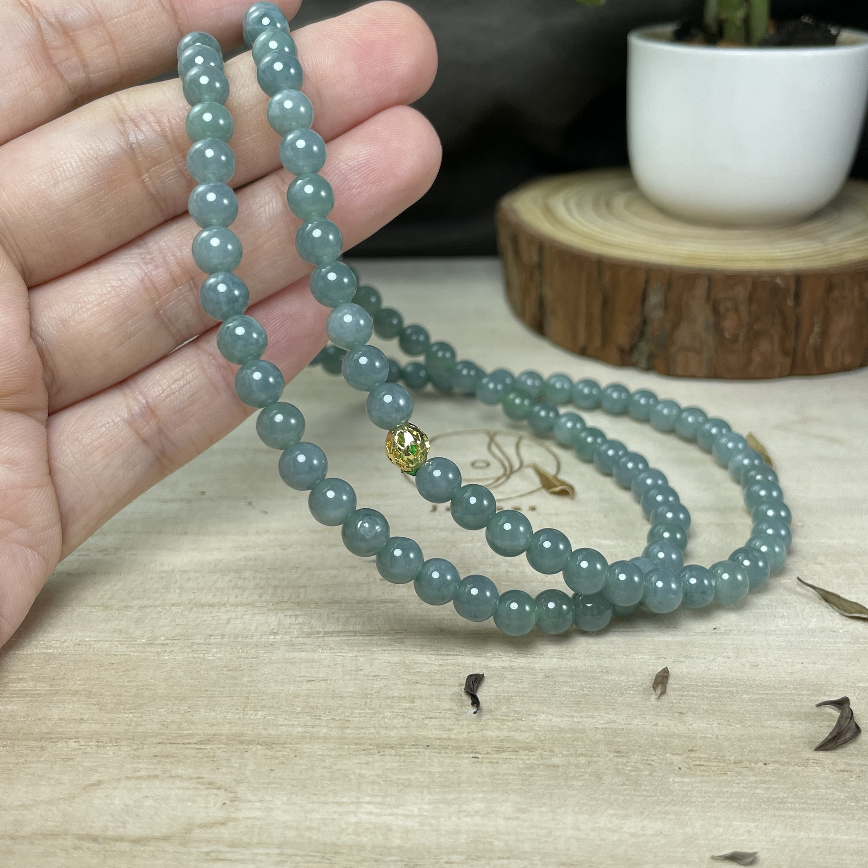 2 in 1 Jade Beaded Necklace Chain, Natural Jadeite Charm Wrap ...