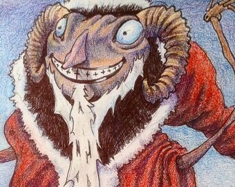 Printable Krampus digital print for anything from wall art to christmas cards.