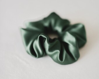 Forest green pure silk scrunchie, Forest green pure silk hair tie