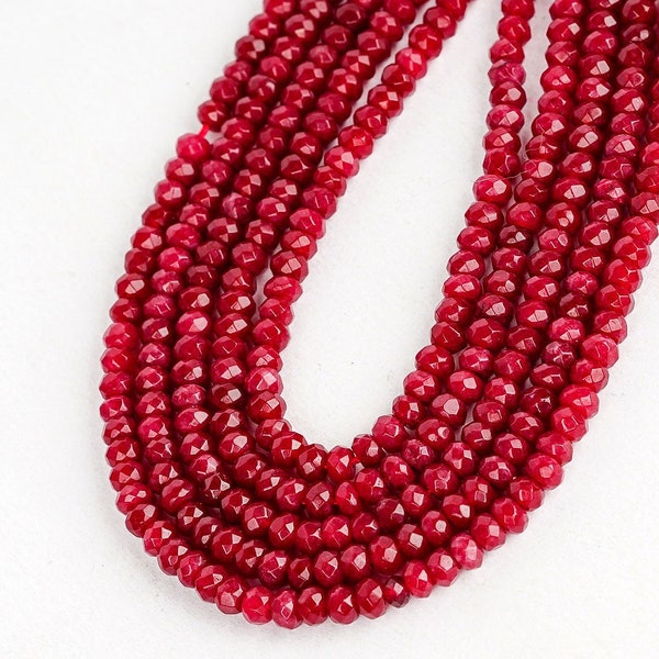 4 mm Red Quartz Faceted Round Gemstone Beads 13 Inch Strand AAA Quality