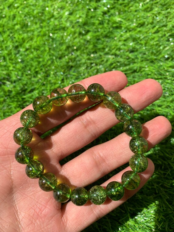 Raw Peridot Bracelet, August Birthstone, Natural Green, Raw Crystal – Abiza