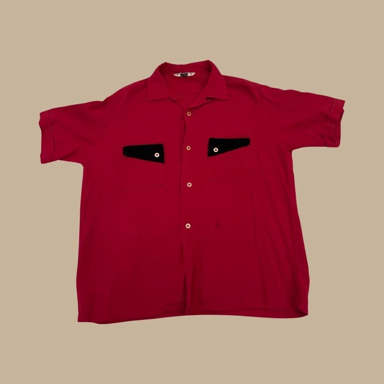 Vintage 40's/50's Men's Pilgrim Brand Rayon Short Sleeve Shirt Red