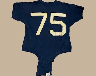 Vintage 1930s Sportswear Antique Navy Blue Gold Football Jersey #75 Button