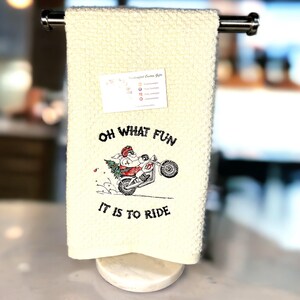 Flying Santa Motorcycle Christmas Towel, Embroidered Holiday Fun! Free Shipping!!