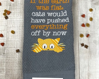 Funny Cat Embroidered Kitchen Towel: New Pet Parent Gift