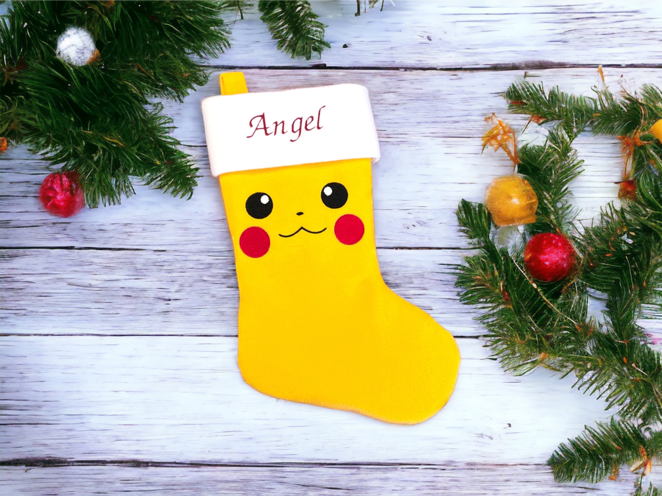 Discover Personalized Pika PKM Christmas Stocking