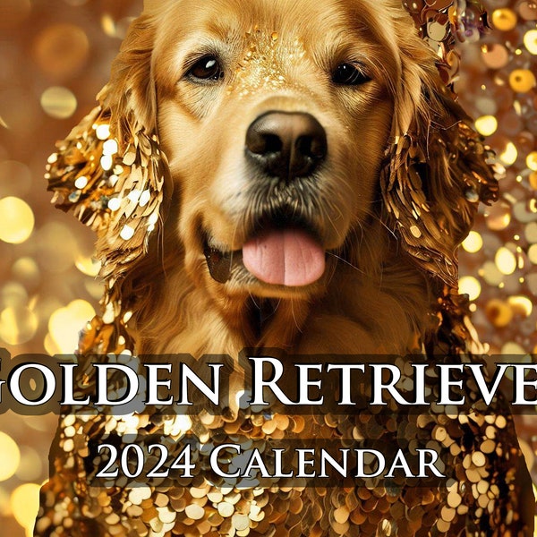 Golden Retriever 2024 Wall Calendar Etsy