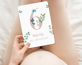 Cartes étapes grossesse florale aquarelle