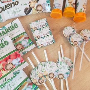 Dolci personalizzati, caramelle personalizzate, bevanda personalizzata, decorazione personalizzata, compleanno nella giungla, animali della giungla, savana