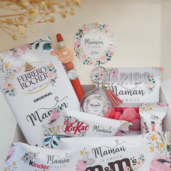 Box gourmande personnalisée fête des mères, coffret cadeau fête des mères, box cadeau maman, idée cadeau fête des mères personnalisé