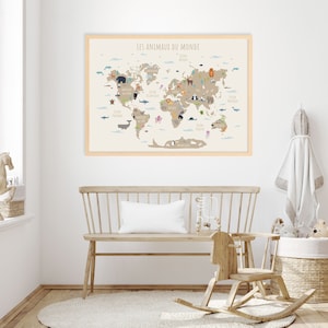 Cartel decorativo de animales infantiles del mundo