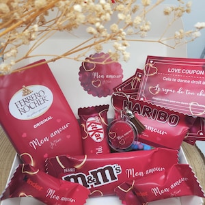 Gepersonaliseerde Valentijnsdag gastronomische doos, geschenkdoos om aan te bieden voor Valentijnsdag, liefdesgeschenkdoos, Valentijnsdagdoos, liefde