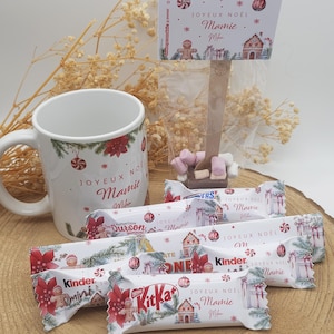 Mug gourmand personnalisé noël, coffret cadeau noël, cadeau personnalisé noël, chocolat noël, box cadeau noël