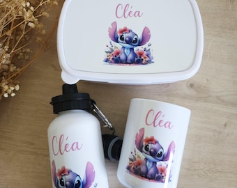 Personalized children&#39;s snack kit, personalized snack box, personalized water bottle, personalized cup, kindergarten, stitch or other theme