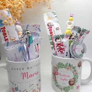 Personalized end-of-year gourmet mug, personalized mug for teacher, master, atsem, nanny, school gift box, end-of-school-year gift