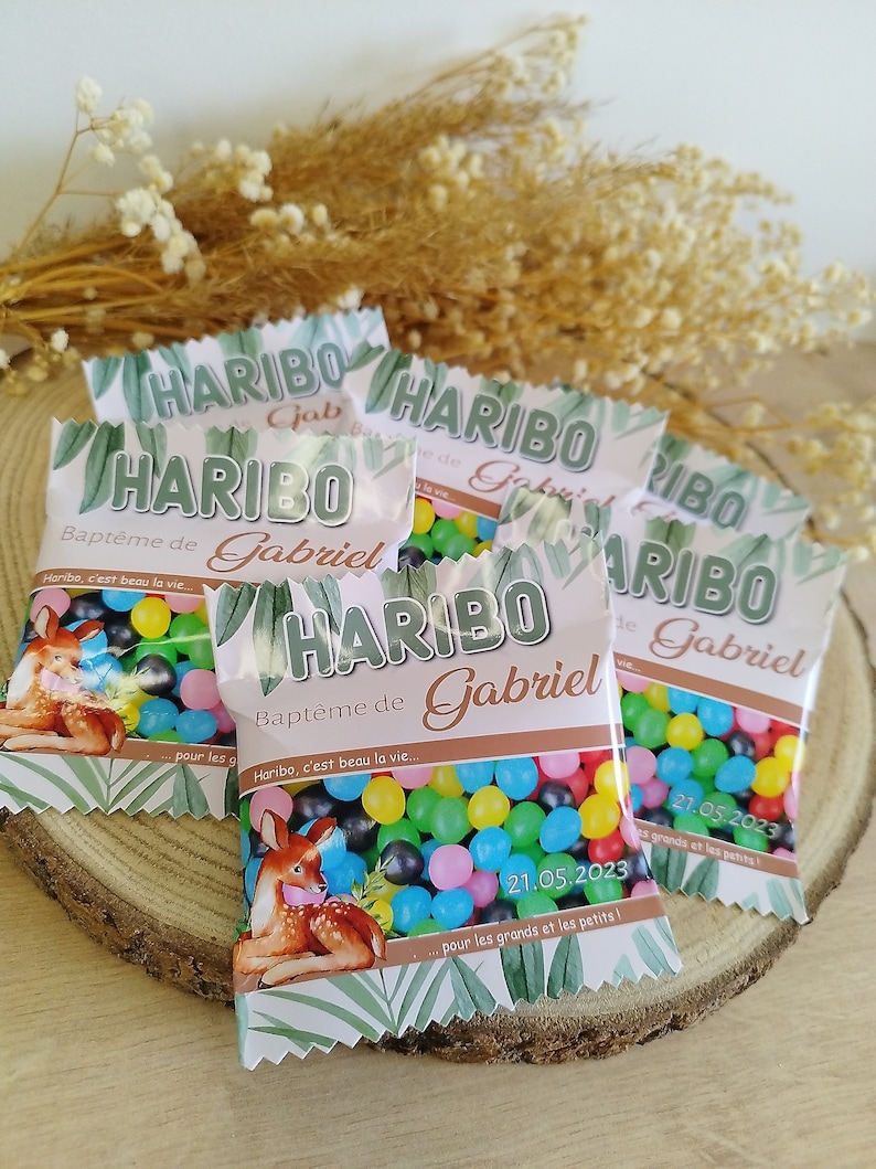 Sachet de bonbons Haribo, confiserie personnalisée, Anniversaire, baptême, mariage, baby shower image 3