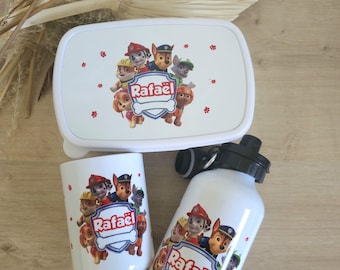 Personalized children&#39;s snack kit, personalized snack box, personalized water bottle, personalized cup, kindergarten, paw patrol