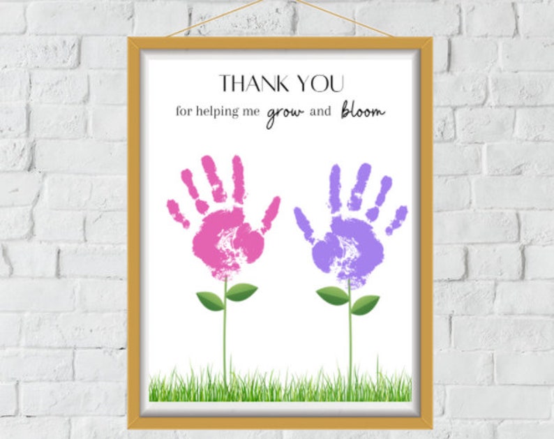 Printable Flower Handprint Art Thank You for Helping Me Grow - Etsy Ireland