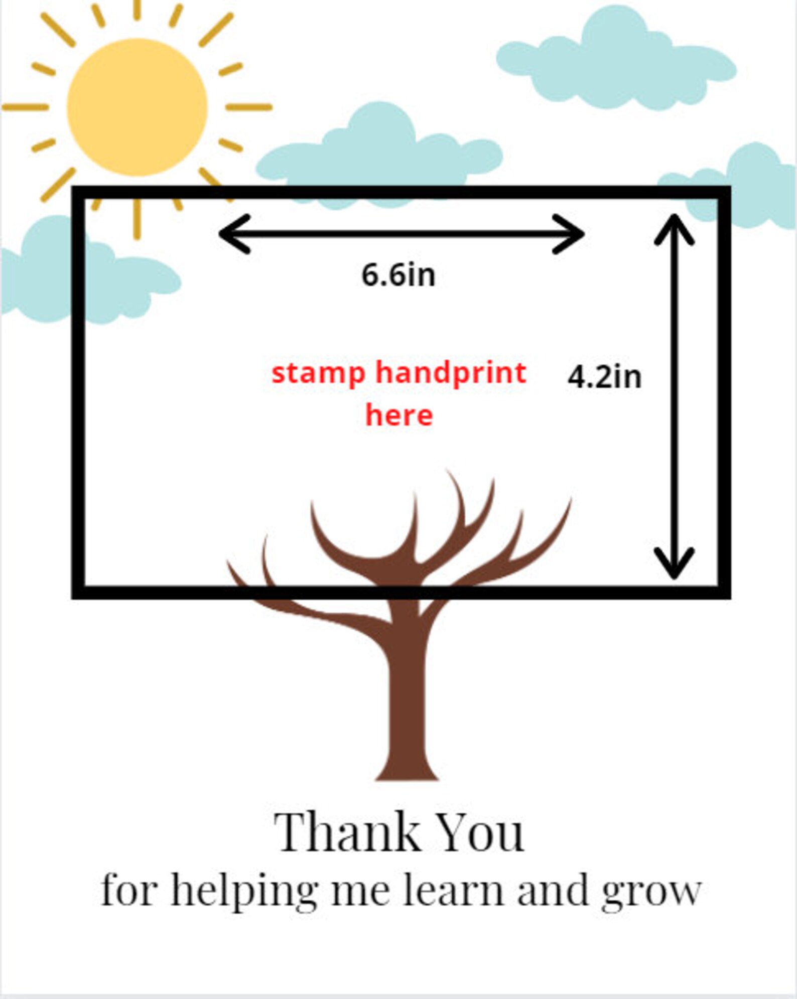 Printable Handprint Art for Teacher | Thank You for Helping Me Learn ...