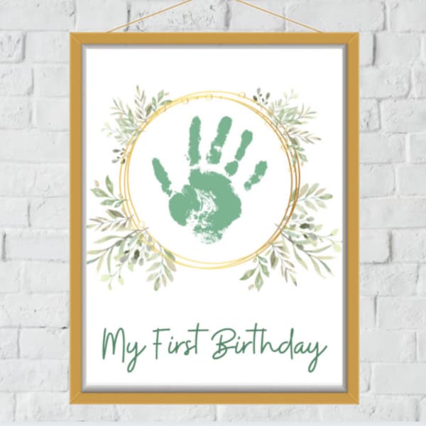 Printable Handprint Art | My First Birthday | Instant Digital Download