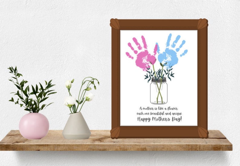Printable Handprint Art for Mother's Day A Mother is Like A Flower