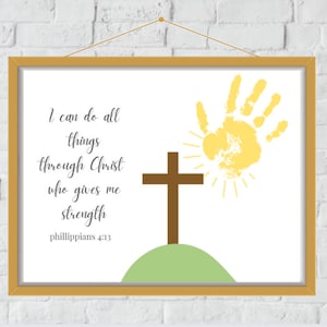 Printable Handprint Art | I Can Do All Things Through Christ Who Gives Me Strength | Philippians 4:13 | Instant Digital Download