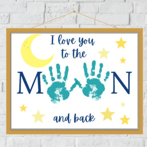 Printable Handprint Art I Love You to the Moon and Back - Etsy